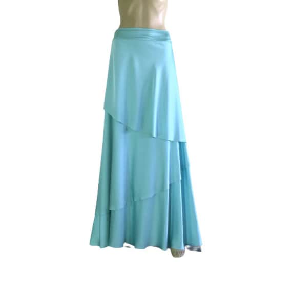 Light Sky Blue Bridesmaid Skirt. Silk Maxi Skirt. Long