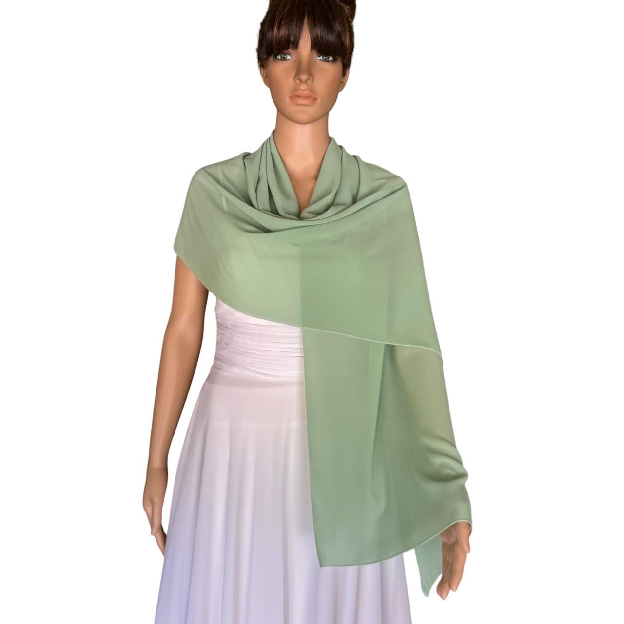 Sage Green Wrap Scarf. Sage Green Long Scarf. Soft Chiffon Shawl. Sage GreenShawl.