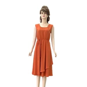 Burnt Orange Bridesmaid Dress. Burnt Orange Evening Dress. Silk Knee Length Dress.