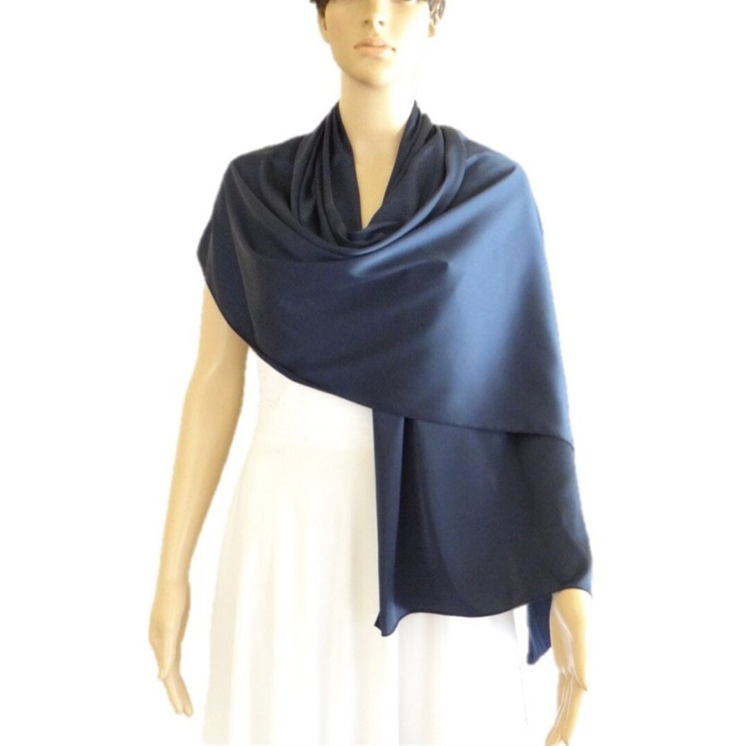 Navy Blue Silk Shawl. Soft Silk Scarf. Navy Blue Long Scarf. - Etsy