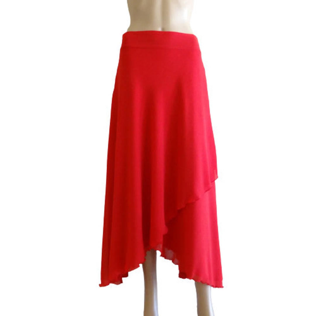 Red Maxi Skirt. Chiffon Skirt - Etsy
