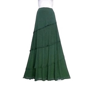 Forest Green Maxi Skirt. Forest Green Bridesmaid Skirt. Long Evening Skirt. Chiffon Floor Length Skirt.