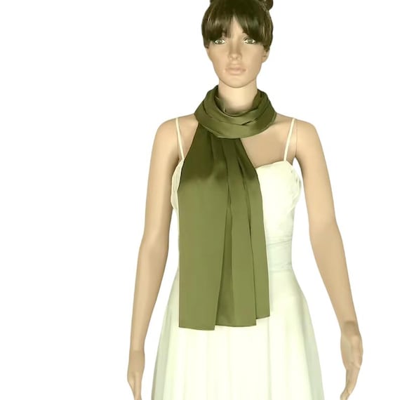 Olive Green Silk Shawl. Soft Silk Wrap Scarf. Olive Green Long