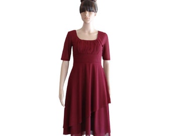 Burgundy Bridesmaid Dress. Burgundy Knee Length Dress. Short Evening Dress.  Chiffon Sleeveless Dress. - Etsy