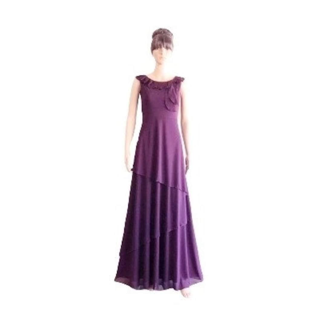 Tyrian Purple Prom Dress. Tyrian Purple Long Bridesmaid Dress. Chiffon