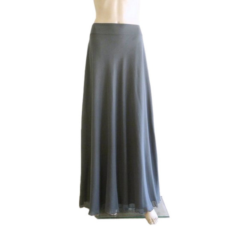 Long Bridesmaid Skirt. Dark Grey Maxi Skirt. Chiffon Evening image 1
