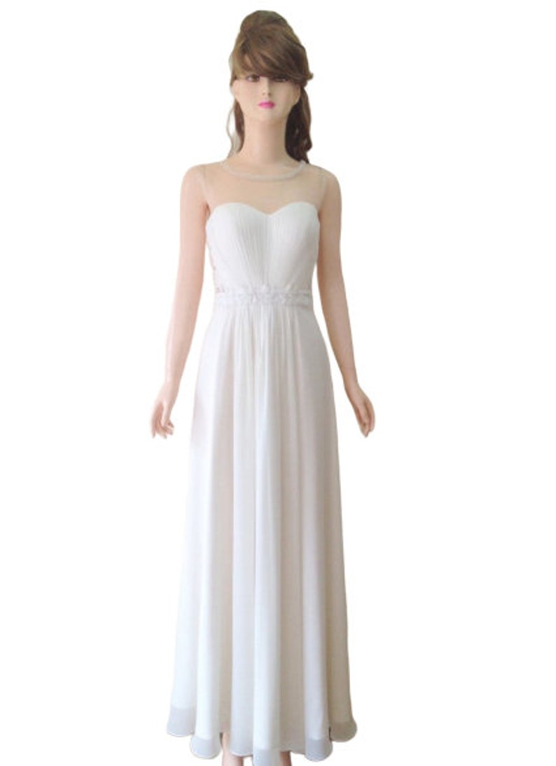 Chiffon Floor Length Dress. Bridesmaid Dress Off White Prom Dress Maxi Dress