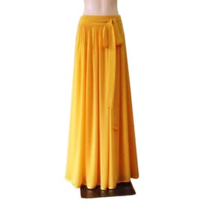 Gold Maxi Skirt. Long Bridesmaid Skirt. Chiffon Floor Length Skirt.
