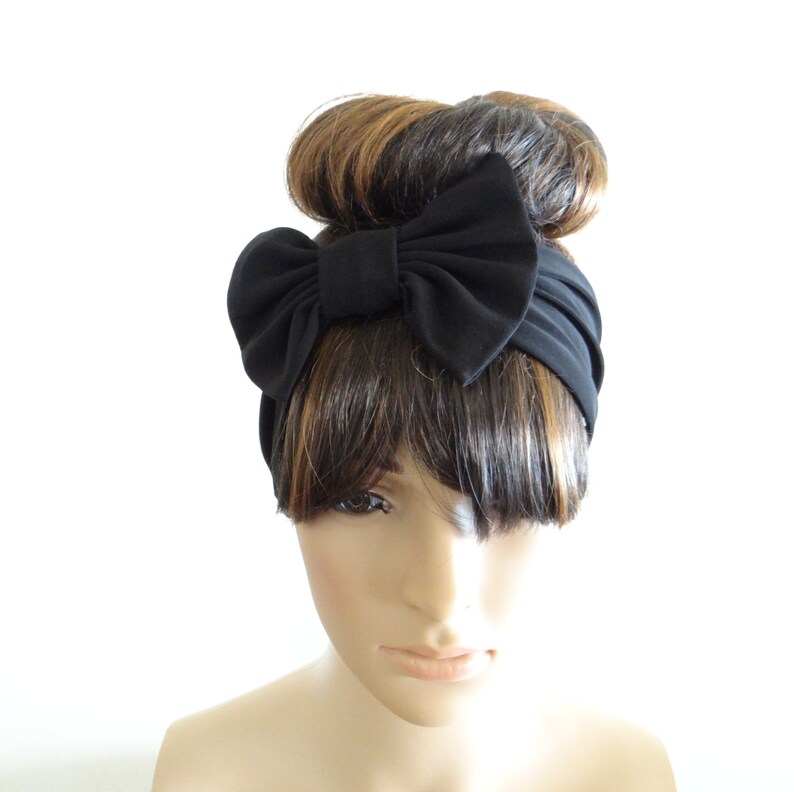Black Headband. Bow Head Wrap Etsy