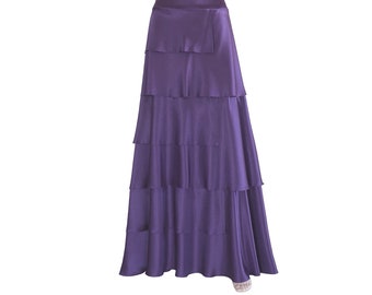 Purple Bridesmaid Skirt. Silk Maxi Skirt. Long Evening Skirt. Party Skirt.