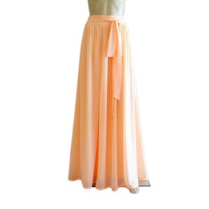 Peach Long Skirt. Maxi Skirt. Peach Bridesmaid Skirt. Floor