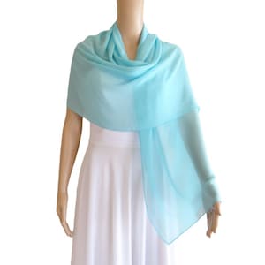 Baby Blue Chiffon Shawl. Chiffon Scarf. Baby Blue Long Scarf. Wrap Scarf