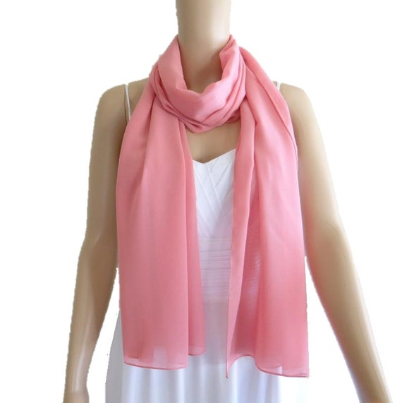 Dusty Rose Long Scarf. Dusty Rose Wrap Scarf. Soft Chiffon Scarf