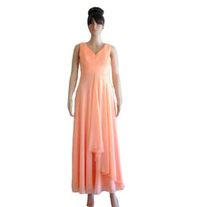Long Chiffon Dress. Peach Prom Dress. Maxi Dress