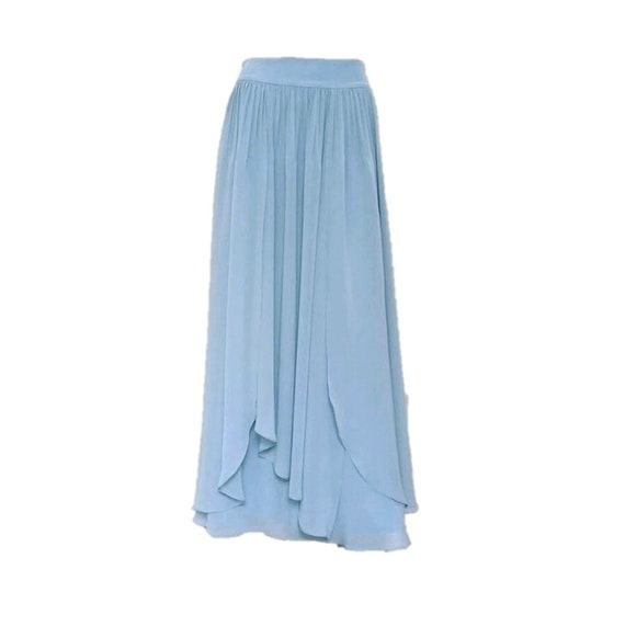 dusty blue chiffon maxi skirt