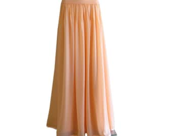 Peach Bridesmaid Skirt. Floor Length Skirt