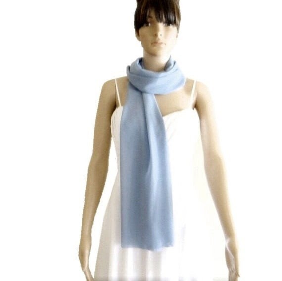 Dusty Blue Chiffon Shawl. Dusty Blue Long Scarf. Chiffon Scarf - Etsy