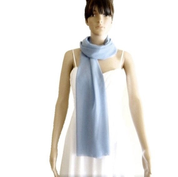Dusty Blue Chiffon Shawl. Dusty Blue Long Scarf. Chiffon Scarf - Etsy