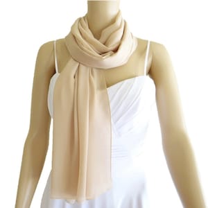 Tan Chiffon Shawl. Soft Wrap Scarf. Tan Long Scarf.