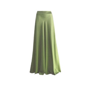 Pale Olive Green Maxi Skirt. Pale Olive Green Bridesmaid. Skirt Long Evening Skirt. Silk Floor Length Skirt.