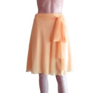 Peach Knee Length Skirt. Peach Bridesmaid Skirt. Evening Skirt. Chiffon Skirt.