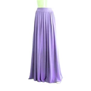 Floral Lavender Maxi Skirt. Floral Lavender Bridesmaid Skirt. Long Evening Skirt. Chiffon Floor Length Skirt.
