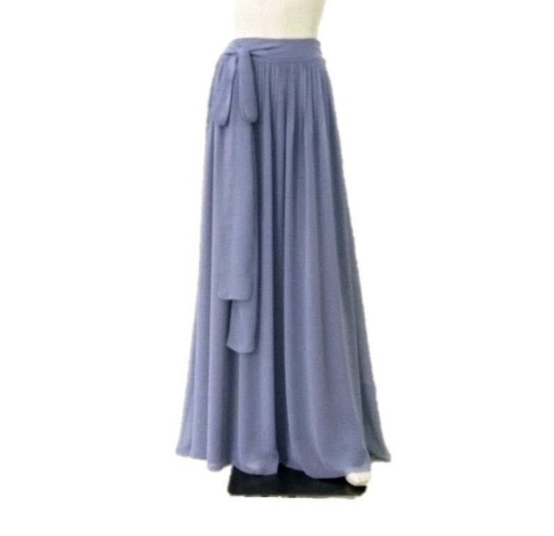 Dark Steel Blue Bridesmaid Skirt Long Evening Skirt Dark Steel Blue Maxi Skirt. Chiffon Floor Length Skirt