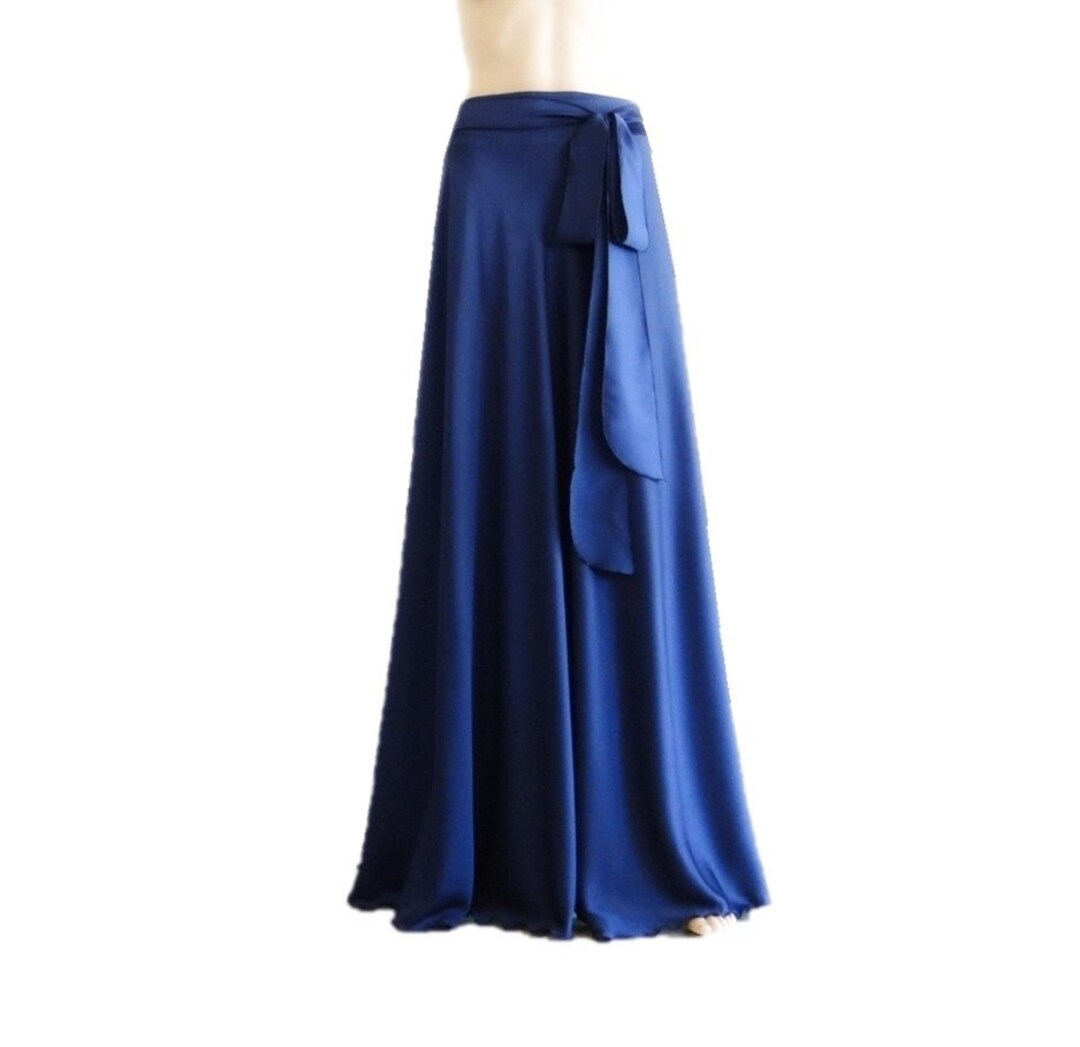 Blue Maxi Skirt. Blue Bridesmaid. Skirt Long Evening Skirt. Silk Floor