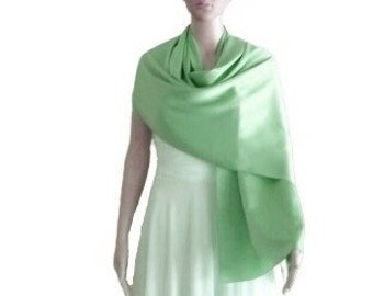 新品 WRAP / SCARF / COTTON GREEN Dark Mint Green Wrap Scarf. Cotton Spandex Long Scarf. Dark Mint