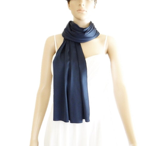 Buy Navy Blue Silk Shawl. Soft Silk Scarf. Navy Blue Long Scarf
