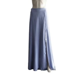 Dark Steel Blue Maxi Skirt. Dark Steel Blue Bridesmaid Skirt. Long Evening Skirt. Chiffon Floor Length Skirt. Skirt With Slit.