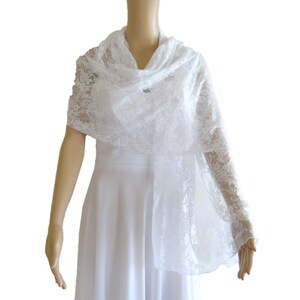 White Lace Long Scarf. White Lace Wrap Scarf. Soft White Lace Shawl.