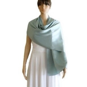 Dusty Blue Silk Shawl. Soft Silk Scarf. Dusty Blue Long Scarf.