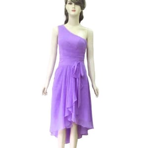 Lilac Bridesmaid Dress. Lilac Evening Dress. Chiffon Knee Length Dress.
