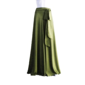 Olive Green Maxi Skirt. Olive Green Bridesmaid. Skirt Long Evening Skirt. Silk Floor Length Skirt.