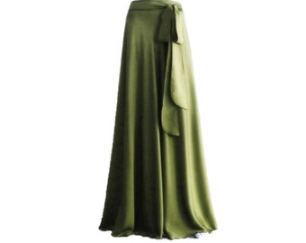 Olive Green Maxi Skirt. Olive Green Bridesmaid. Skirt Long Evening Skirt. Silk Floor Length Skirt.