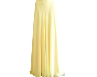 Yellow Maxi Skirt. Yellow Bridesmaid Skirt. Long Evening Skirt. Chiffon Floor Length Skirt.