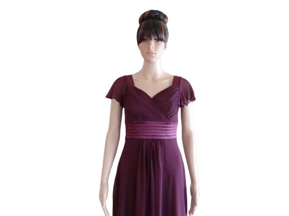 Plum Prom Dress. Plum Long Bridesmaid Dress. Chiffon Maxi Dress