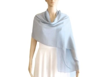 Light Dusty Blue Chiffon Shawl. Light Dusty Blue Long Scarf
