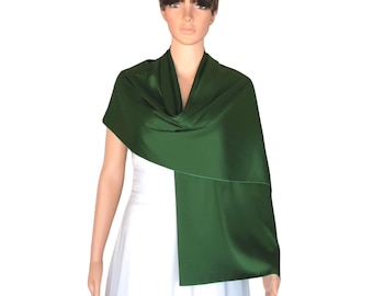 Dark Olive Green Silk Shawl. Soft Silk Wrap Scarf. Dark Olive
