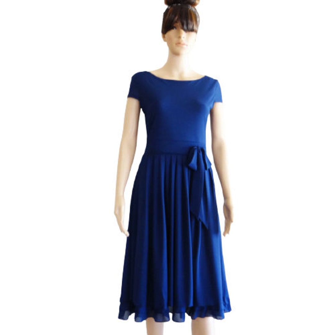 Navy Blue Bridesmad Dress. Cap Sleeves Dress - Etsy Navy Blue Bridesmad Dress. Cap Sleeves Dress - Etsy