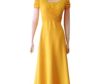 Prom Dress With Sleeves. Gold Long Bridesmaid Dress.