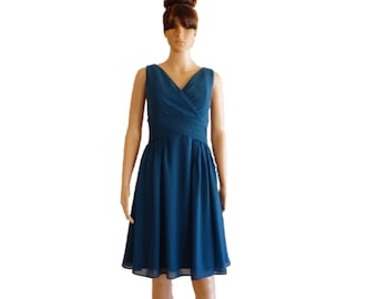 Steel Blue Bridesmaid Dress. Steel Blue Evening Dress. Silk Knee Length  Dress - Etsy