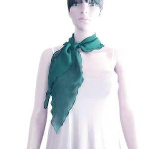 Teal Green Neck Scarf. Teal Green Bow Tie Scarf. Soft Chiffon Scarf.