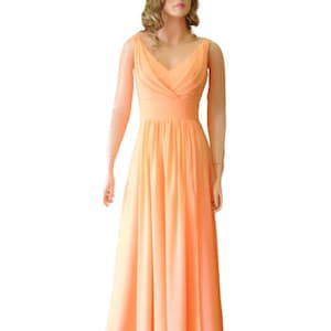 Bridesmaid Dress. Peach Long Dress.