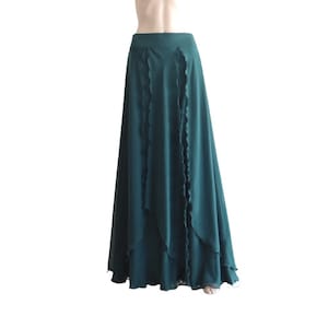 Peacock Bridesmaid Skirt. Peacock Chiffon Maxi Skirt. Floor Length Skirt. Long Skirt.