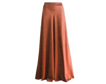Burnt Orange Maxi Skirt. Burnt Orange Bridesmaid. Skirt Long Evening Skirt. Silk Floor Length Skirt.