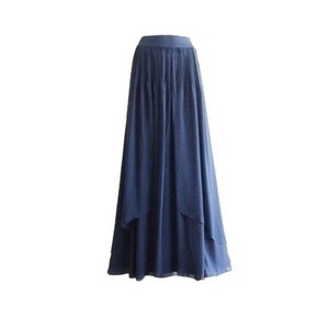Navy Blue Maxi Skirt. Navy Blue Bridesmaid Skirt. Long Evening Skirt. Chiffon Floor Length Skirt.