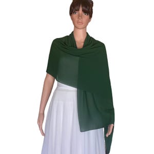 Emerald Green Chiffon Shawl. Soft Chiffon Scarf. Emerald Green Long Scarf.