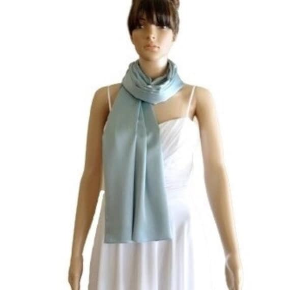 Dusty Blue Silk Shawl. Soft Silk Scarf. Dusty Blue Long Scarf